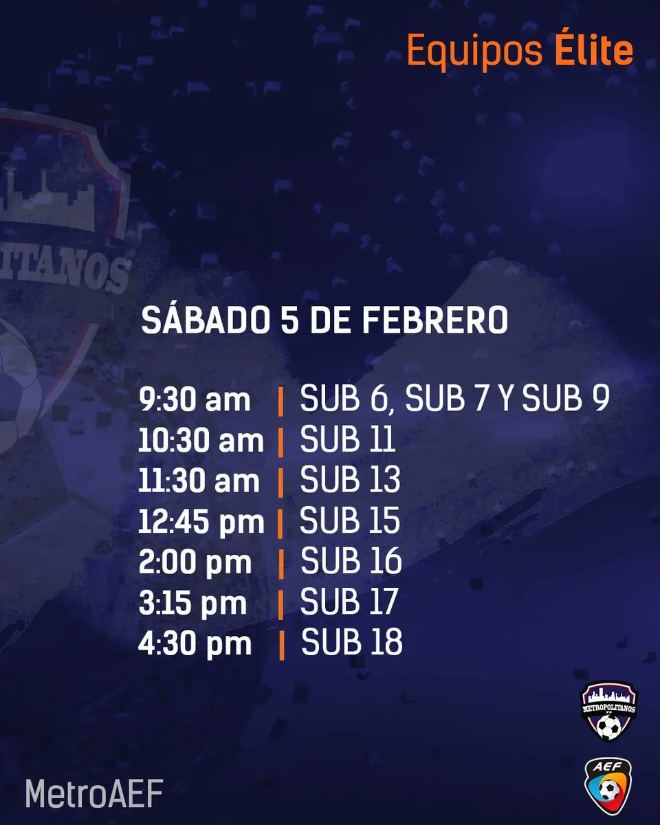 aedefutbol's tweet photo. Try Outs Metropolitanos FC 🔥
¿Quieres formar parte de nuestros equipos ELITE?
Este sábado 05/02 llega la oportunidad que tanto estabas esperando 😱
Asiste totalmente gratis a la cancha de fútbol de la Universidad Santa María para demostrar tu talento ⚽
#MetroAEF 🧡💙 https://t.co/l0Q49hxNPU