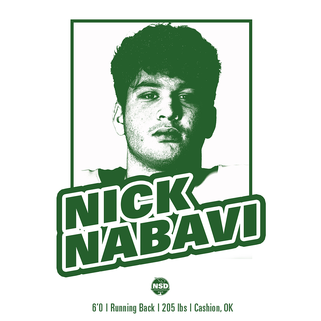 <a href="/NabaviNick/">Nick Nabavi</a> 𝘽𝙄𝙎𝙊𝙉 𝘽𝙍𝙀𝘼𝙆𝘿𝙊𝙒𝙉: Nick Nabavi

🦬 RB
📏 6-0
💪 205
📍Cashion, OK
📚 Cashion HS

🔗t.ly/TBFM | #inkedinGr22n