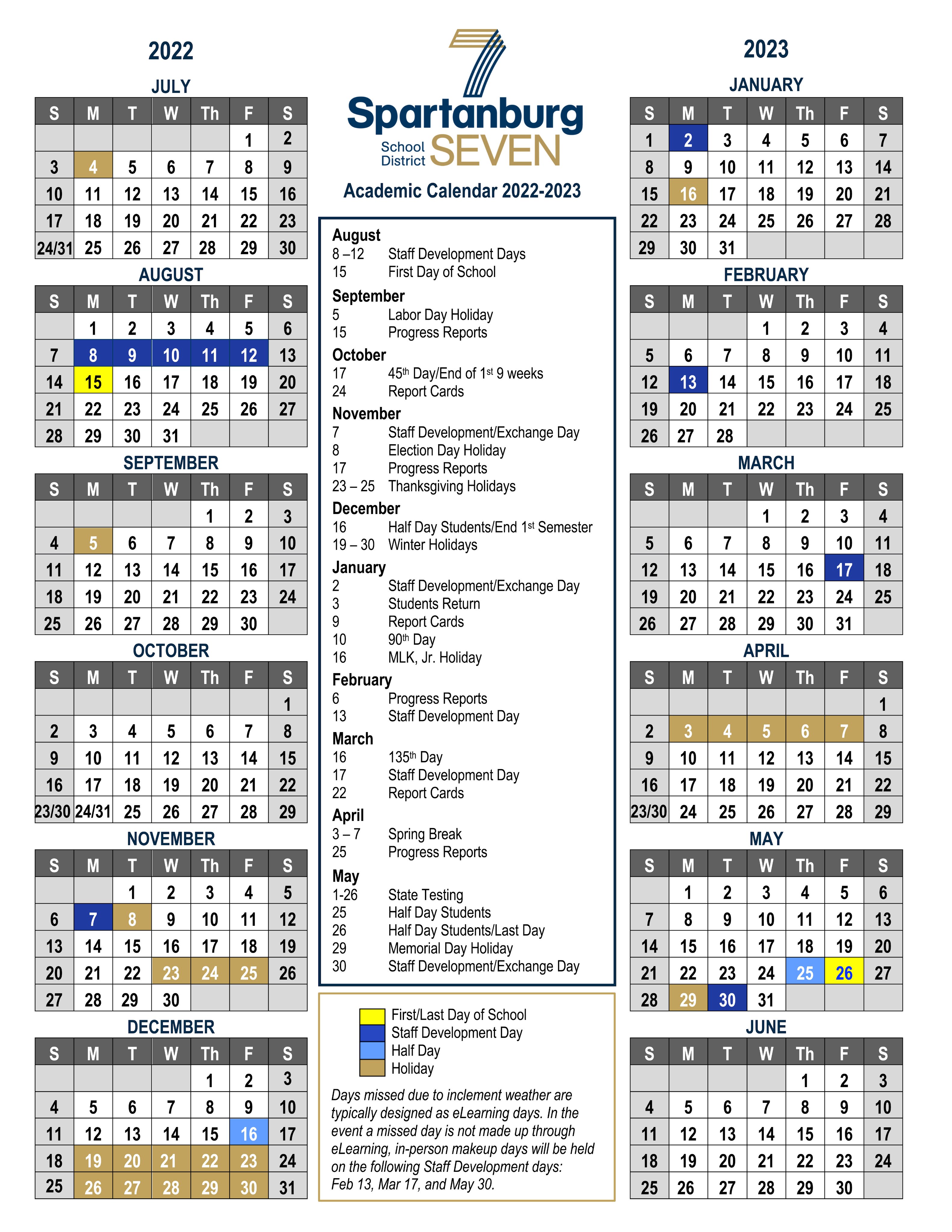 University Of South Carolina Academic Calendar 2023 Spartanburgschooldistrict7 (@Schooldistrict7) / Twitter