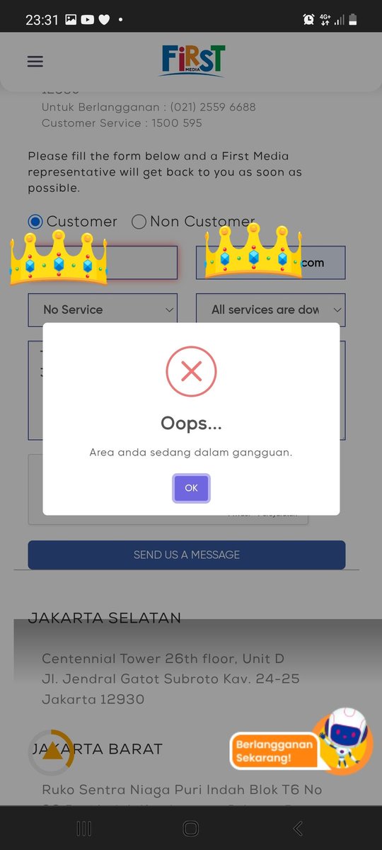 ieremaias's tweet photo. Mau kirim complaint aja gak bisa. Gak becus. @FirstMediaCares #FirstMediaDown
@IndiHome @BiznetHome @oxygenidhome Bisa kasih offer layanan yang lebih baik? https://t.co/lDjInSFUeb