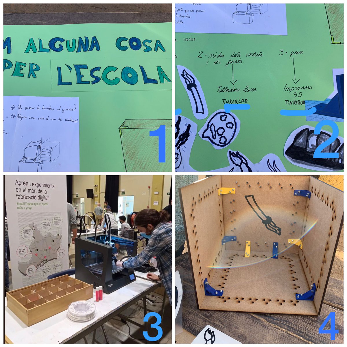 Procés d'aprenentage @BCN_AteneusFab 1: l'escola detecta necessitats al centre o l'entorn 2: disseny de la idea i eines digitals 3: treball amb tecnologia maker 4: resultat. Poc projectes més potents per democratitzar l'accés a la tecnologia i empoderar ciutadania <a href="/afaescolaagora/">AFA escola àgora BCN</a>