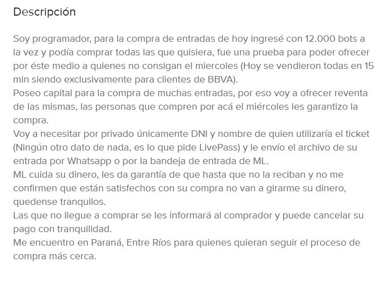 @LauriaProd <a href="/_nachosan/">nachosan</a> <a href="/sanbenito/">Benito Antonio</a> La prox capaz pueden hacer algo para que no se meta un flaquito con 12000 bots y poder comprar las entradas que quiera