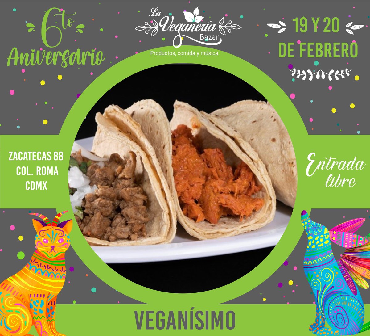 Tienes que probar todas las delicias que nos ofrece <a href="/veganisimo1/">Veganisimo</a> 🌟Ven por unos ricos pambazos, tacos, tortas, hot dogs y mucho más en Bazar La Veganeria🌱
🎈19 /20. febrero .11:00 am a 7:00 pm
🎈Zacatecas 88 Col. Roma . CDMX ENTRADA LIBRE🙋🏻‍♀️Invita a todo mundo!! #Vegan