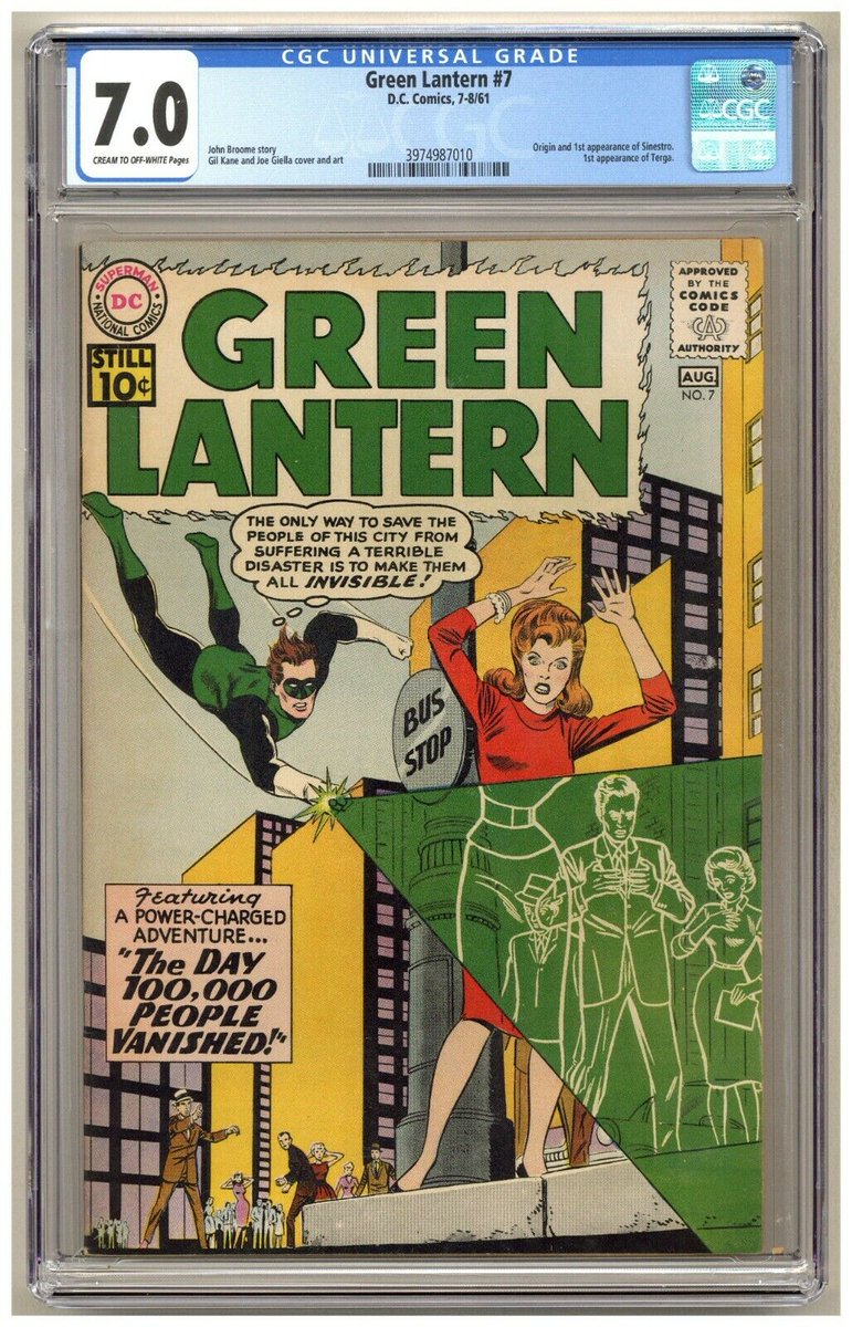 GDComics's tweet photo. Green Lantern 7 (CGC 7.0)
Origin and 1st appearance of Sinestro
1st appearance of Terga
Gil Kane cover and art
DC Comics
1961

https://t.co/7GMT3ikA4x

#greenlantern #sinestro #terga #firstappearance #gilkane #cgc #dc #dccomics #gdcomics https://t.co/QKIysU0FNw