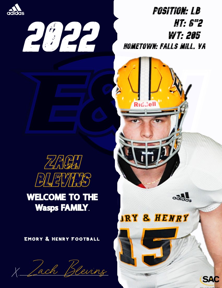 EmoryHenry_FB's tweet photo. Welcome to the Family ‼️ #SACAttack #StingersUp🤙🏽 #HardHatDefense https://t.co/RtC5OOrDpC