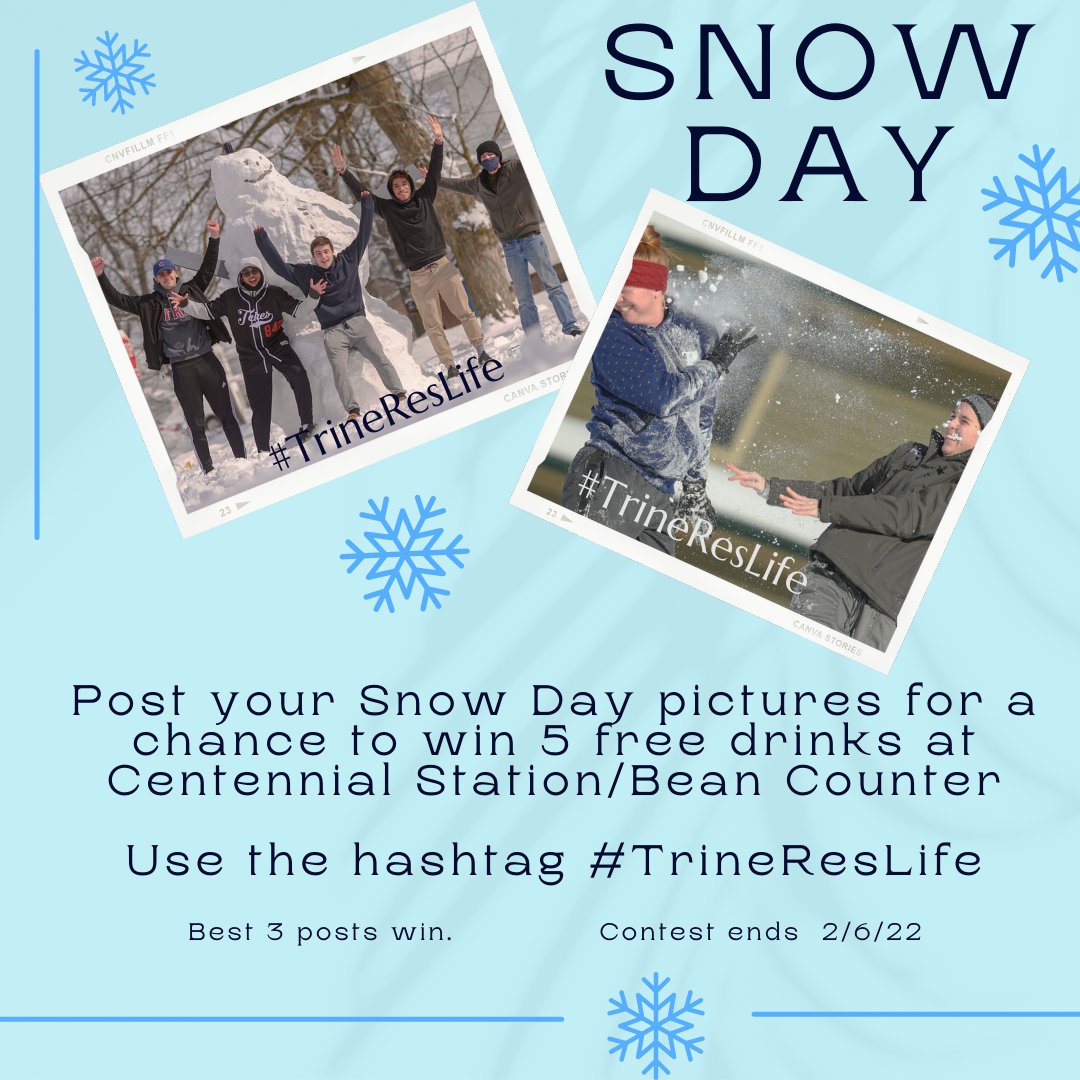 trineosa's tweet photo. Post your snow day pics! 
#TrineResLife https://t.co/btXVQZsc8B