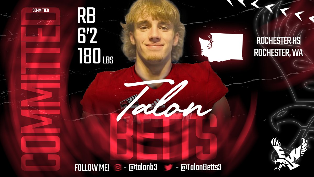 EWUFootball's tweet photo. Official ✔️

@TalonBetts3 is officially an Eagle! Another running back has landed in the nest.

#GoEags #BuildTheNest22 https://t.co/YVgnVUCQVc