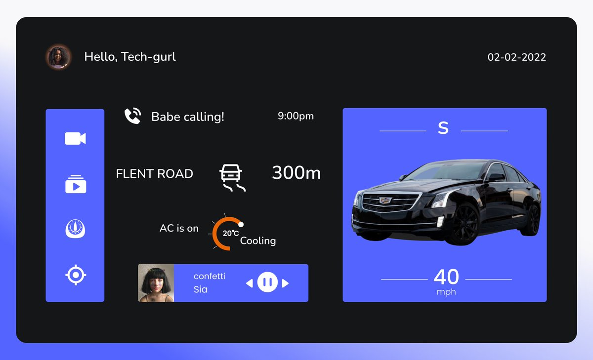 nomrhodon's tweet photo. The worst day yet๐ญ๐
Daily UI
Day 34
Car Interface
Doing something even when you don't feel like ๐
#dailui #uidesign #ux #figma https://t.co/LSuoytk2Xp