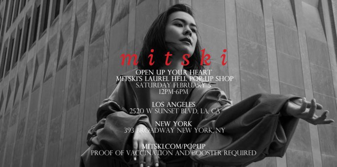DeadOceans's tweet image. Half way through the week means we are that much closer to the "Laurel Hell" release and @mitskileaks Pop Up Shops in LA &amp;amp; NY‼️

Follow #LaurelHell for a closer look at the event on Saturday ❤️‍🔥

Mitski.com/popup