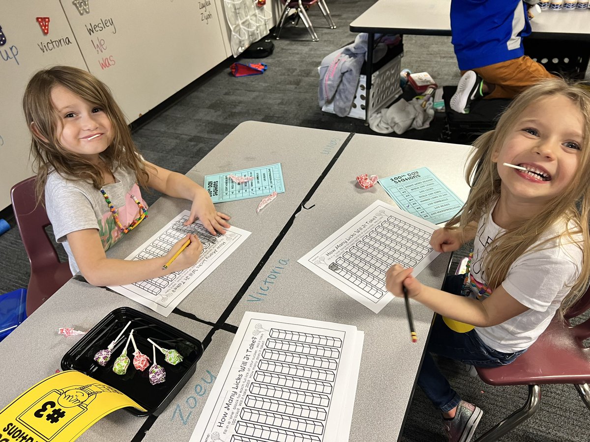 Today was the BEST DAY because it was the 100th day of school!! We stacked cups to 100, painted 100 gum balls, licked a sucker 100 times, made a snack of 100, and so much more! Think these faces we’re having a good time? I’d say so!! 💯🤩