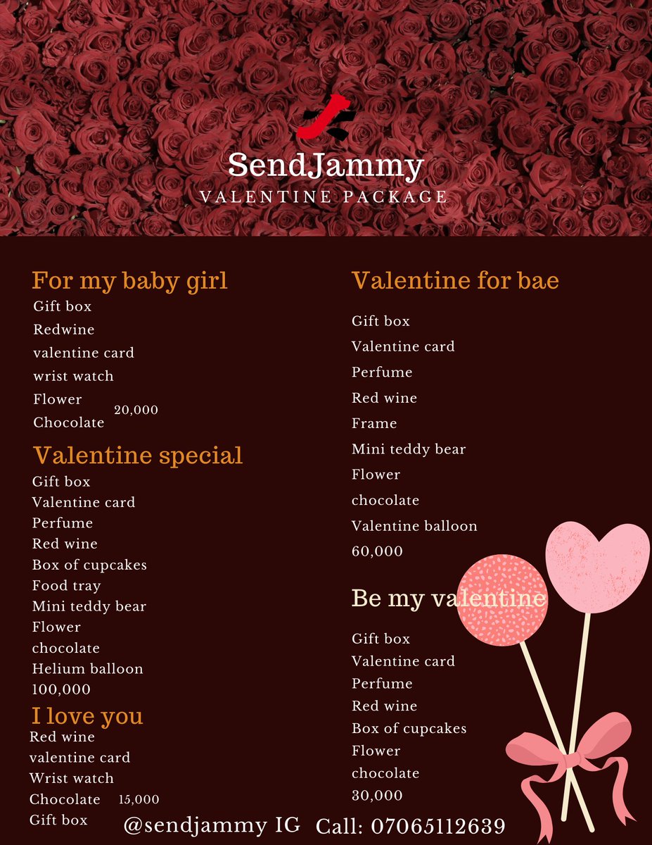 jammyj__'s tweet photo. People are choosing our valentine packages already, what are you waiting for?? We have got amazing packages for bae and boo👇 send us a message now🤩💯
#nigerianvalentine #valentine #abiavalentine #umuahiavalentine #Valentines #valentinepackage Valentines https://t.co/q9VO3aperW