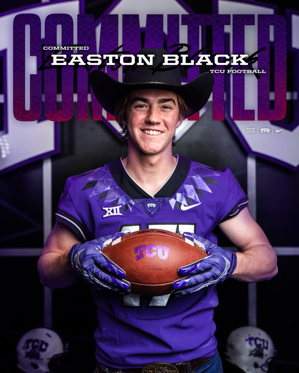 easton_black's tweet photo. Committed!! 🐸💪🏻 #gofrogs @MTommerdahl @CoachSonnyDykes @TCUFootball @ThePuntFactory @ZKick4Life @ericl0pez @CoachPerrone @Chris_Sailer @SunriseMustangs @stevedecker982 #TOP12 https://t.co/R3ZxCzRHmO