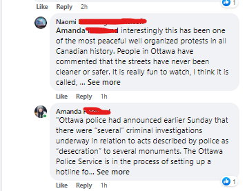 ilielise's tweet photo. Someone really said the Ottawa trucker shenanigans is "one of the most peaceful protests canada has ever had"... I have never heard of a previous protest requiring the creation of a HATE CRIME HOTLINE.

Sheesh.

#flutrucksclan https://t.co/6YnoLT8eXC