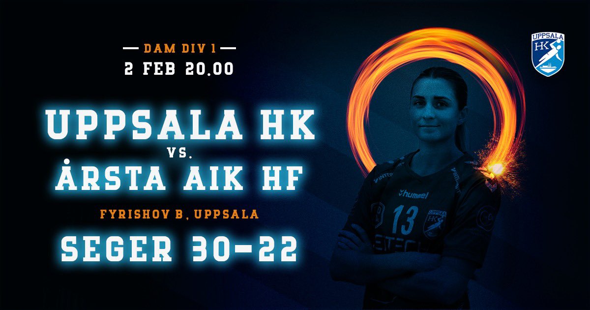 Vi vinner hemma i Fyrishov mot Årsta med 30-22 💥 Hannah Altberg blir matchens lirare med en räddningsprocent på 46% 💥