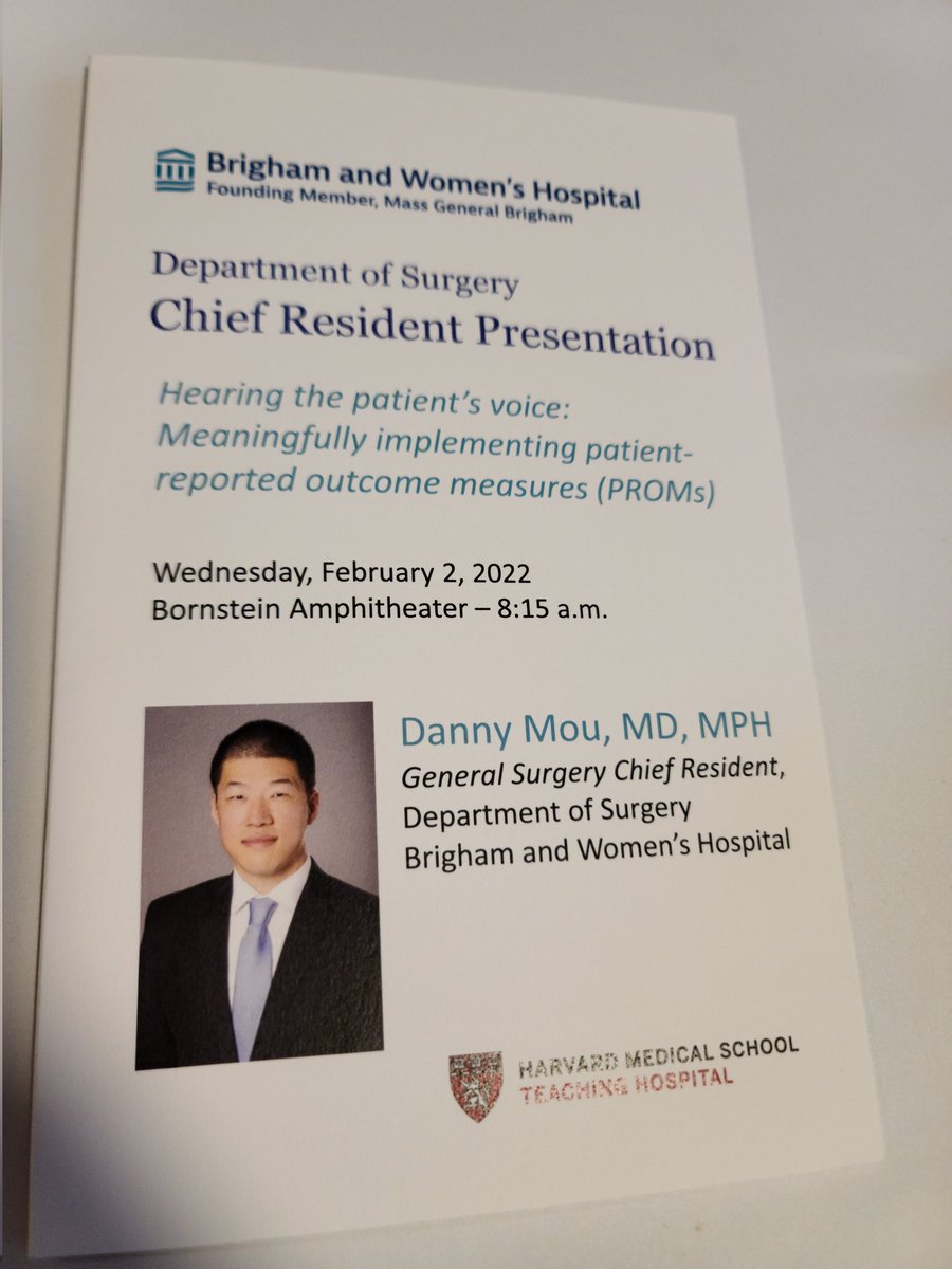 Presented our PROMs work at @BrighamSurgery Grand Rounds! Thank you @andrea_pusic @SisodiaMd @alitavakkoliMD @marilyn_heng @gmdoherty for all your support and mentorship! #brighamtrained