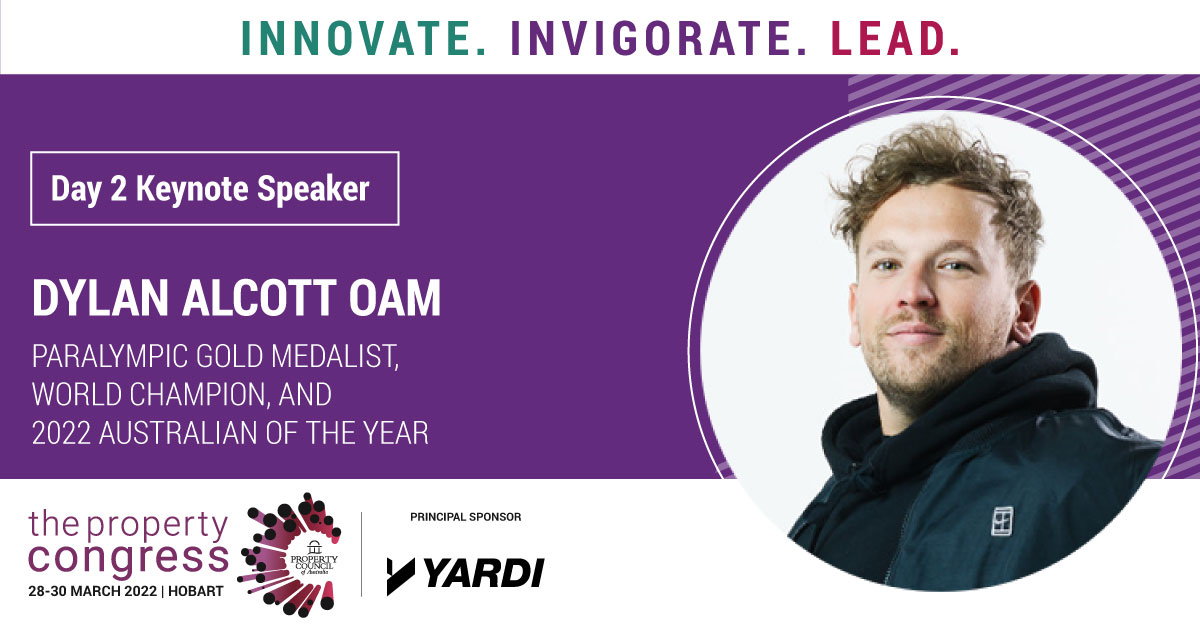 PropCongress's tweet photo. The key to keep on moving when the going gets tough is to understand the power of resilience &amp; perspective. In a keynote set to inspire, hear @DylanAlcott OAM, Paralympic Gold Medalist, World Champion, &amp; 2022 Australian of the Year at The Property Congress @Yardi @PropertyCouncil https://t.co/XWrKKUustB