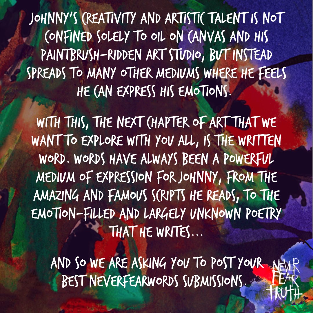 JohnnyDeppNFT's tweet photo. We have loved all of the art submissions that you have put together for the community so far, the #NeverFearArt competition was a roaring success. But now, we thought another test was in order 👇👇 https://t.co/pfBZG9EwJ4