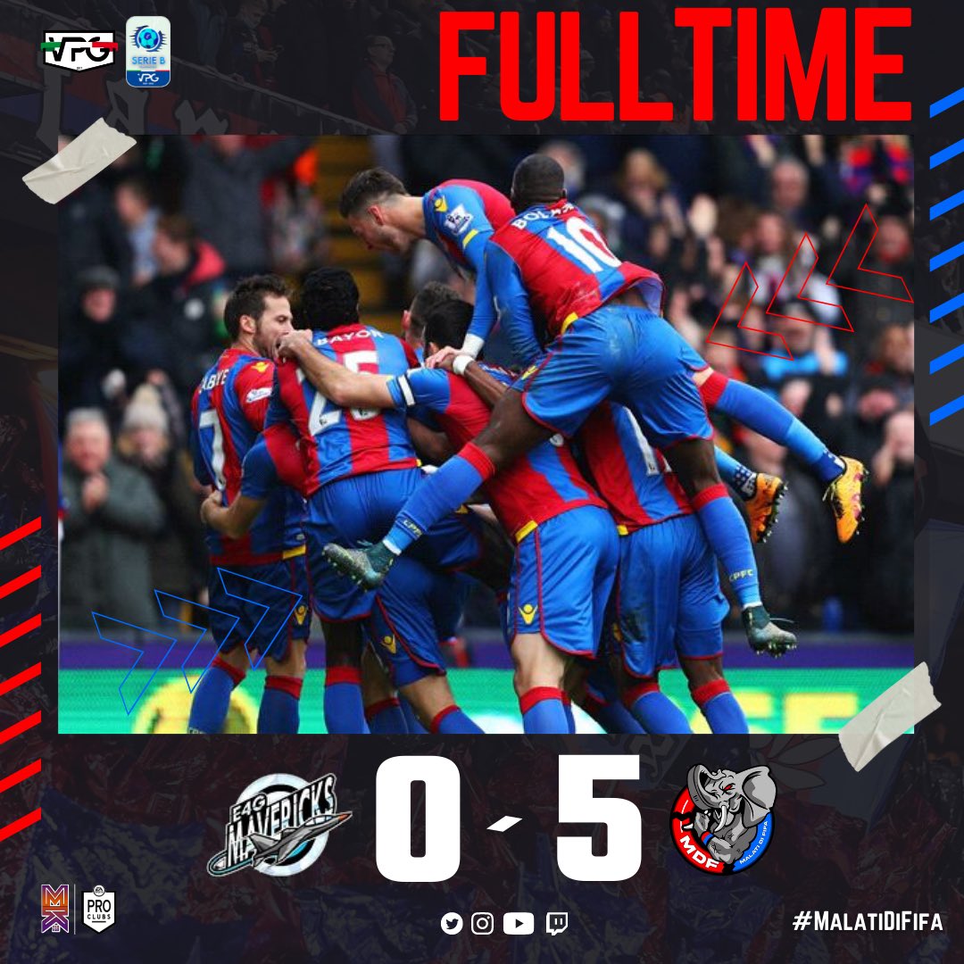 🔚𝗙𝗨𝗟𝗟 𝗧𝗜𝗠𝗘

🤩 Amazing!! 

🏆| <a href="/VPG_Italy/">VPG Italy</a> 
🆚| @E4GMavericks 
✅| 0-5
⚽️⚽️#TheKillMonger__
👟👟@xGAVERO_XVII 
⚽️<a href="/AdrianRyzen/">Adri⚽️🇦🇷</a> 
👟@akaleosagge 
⚽️<a href="/RiKyRaiK/">RiKyRaiK</a> 
⚽️@XxTentacionCT 

🔴🔵 #MalatiDiFifa #forzaMDF