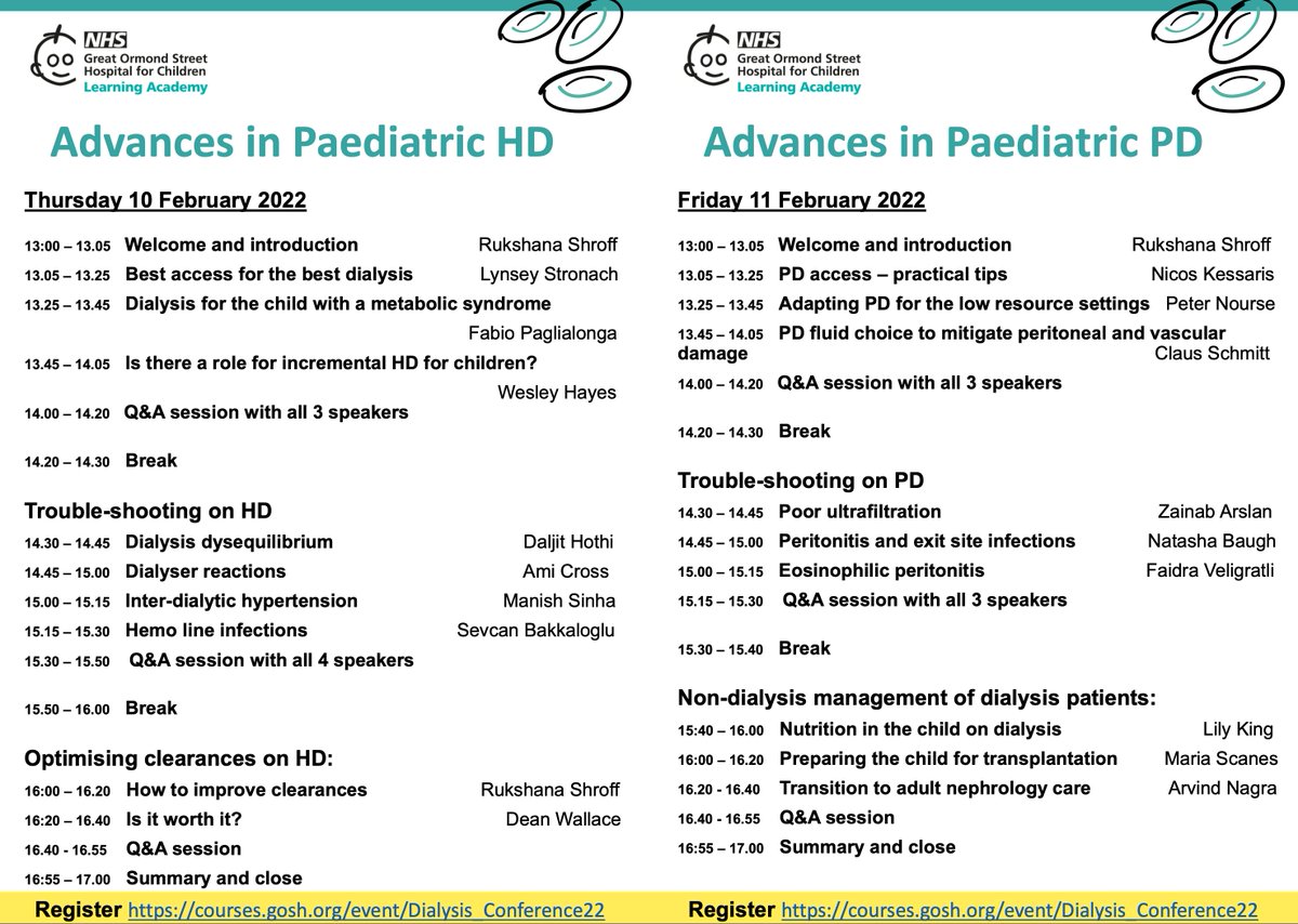 Only a week to go until the Advances in Paediatric Dialysis virtual conference. Some great speakers and hot topics incl. <a href="/RukshanaShroff/">Rukshana</a> @DalHothi_HD_QI @KessarisN <a href="/Zainab_Arslan_/">Zainab</a> and the inimitable <a href="/arvnagra/">dr arv nagra</a> ..now just need to write my talk
<a href="/BAPNnephrology/">BAPN</a> <a href="/ESPNSociety/">ESPN</a> <a href="/ASPNeph/">American Society of Pediatric Nephrology</a>