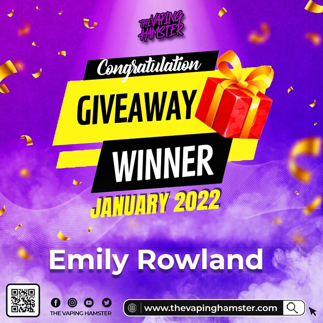 So! A winner was chosen at Random fir the January #VapeGiveaway! Congratulations to Emily Rowland 🎉🎈🎊 We will get this bundle sent out towards the weekend. And we hope you enjoy your prize 💨🔥