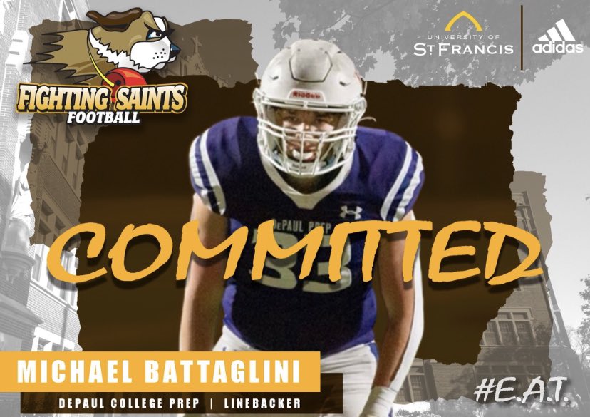 Committed <a href="/DePaulPrepAD/">DePaul Prep Athletics</a> <a href="/coachpass23/">Michael Passarella</a> <a href="/KylePetros1/">Coach Petros</a> <a href="/JcurryJoe/">Joe Curry</a> <a href="/USFSaintsFB/">Fighting Saints Football</a>