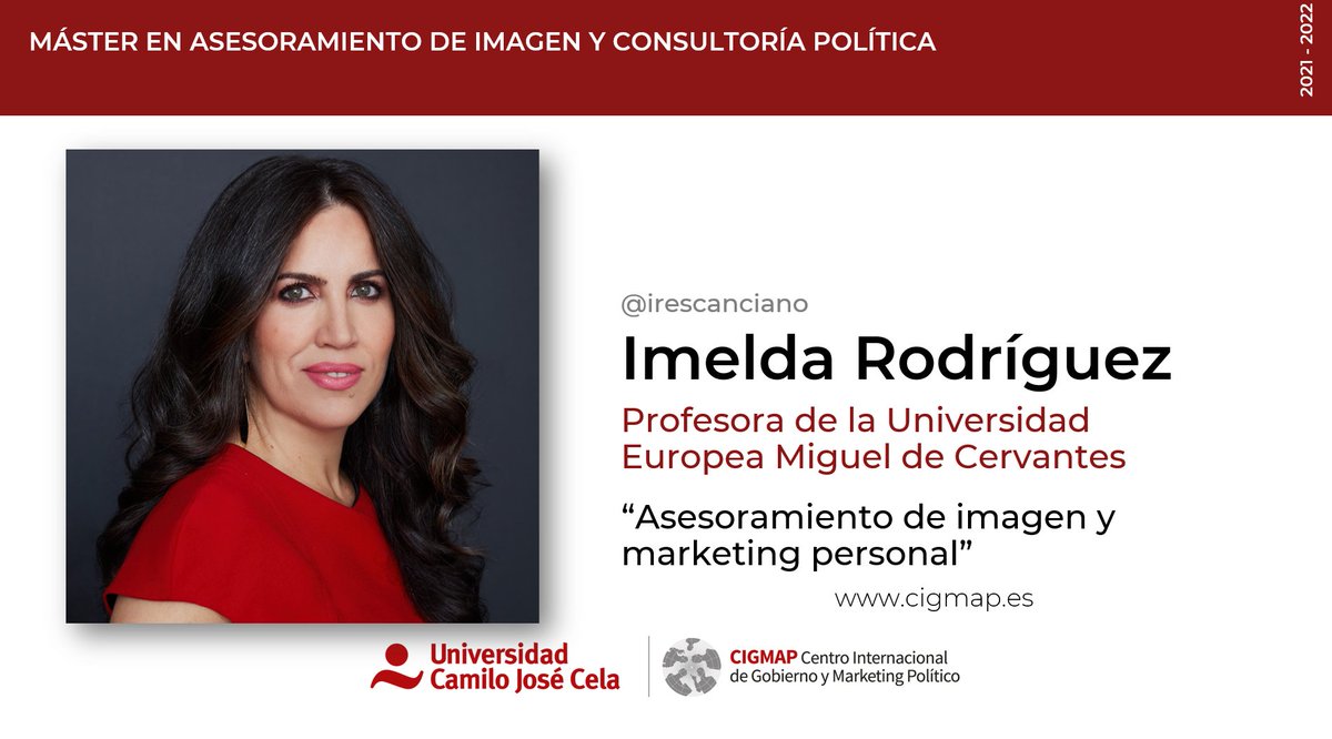 Sesión en directo hoy para nuestros alumnos de la versión executive del <a href="/masterpolitica/">Master Política</a> del <a href="/cigmapucjc/">CIGMAP</a> de la <a href="/universidadcjc/">UCJC</a> sobre Asesoramiento de Imagen y Marketing Personal con la profesora Imelda Rodríguez, <a href="/irescanciano/">Imelda Rodríguez Escanciano</a>  #ComPol