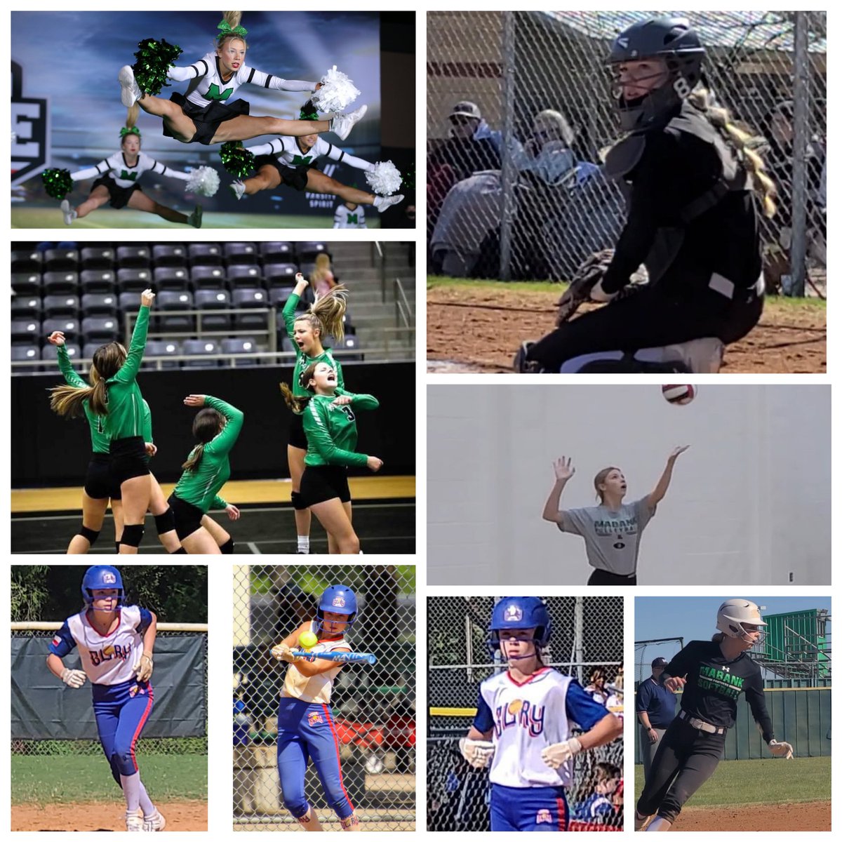 Today is National Girls & Women in Sports Day!! Here's to all the babes killin it everyday doin what they do!! #StrongerWithSport @CSA_Athletes @TexasGlory @softballmabank #softball #volleyball #cheer #beintentional #fortheloveofthegame #girlpower #work @NCAASoftball #uncommitted