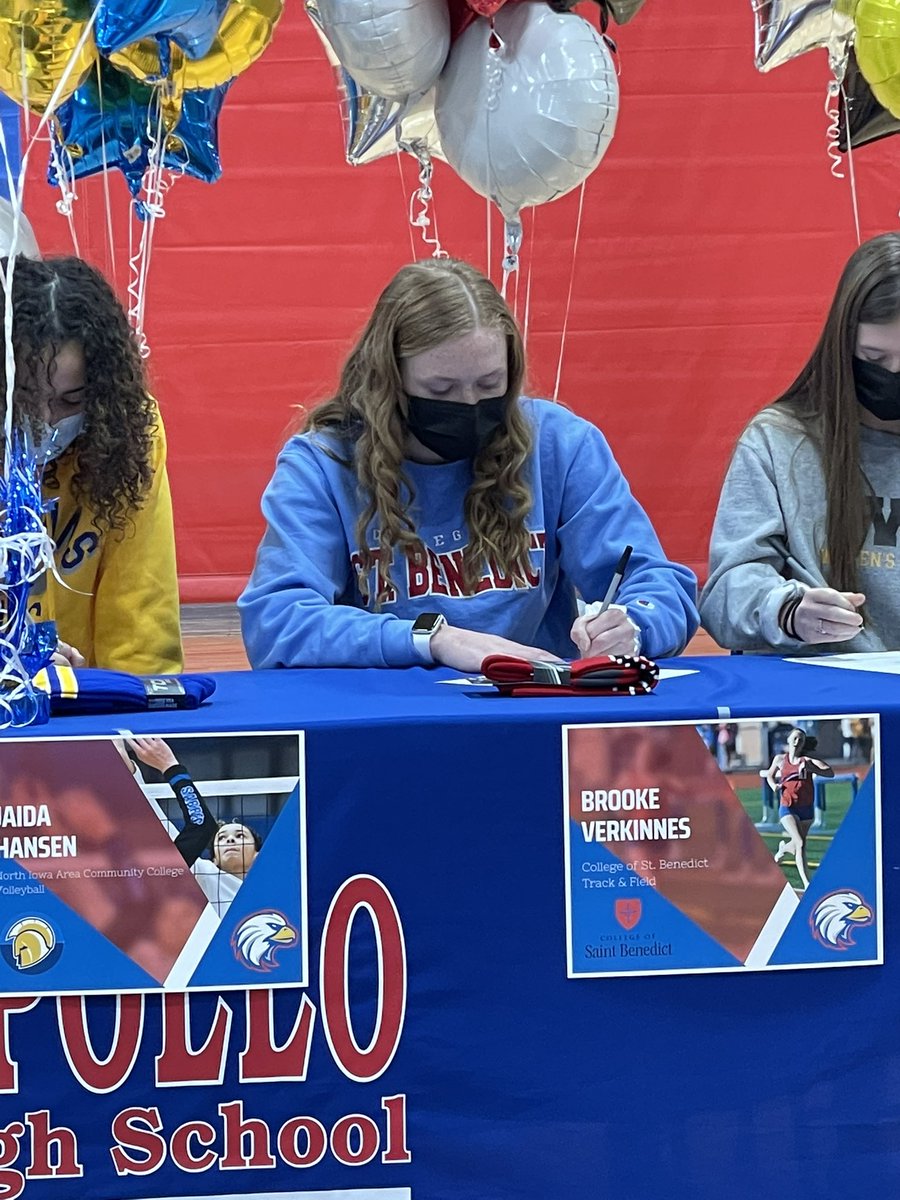 apollotf1's tweet photo. Congrats goes out to @BVerkinnes for following her dreams of competing in collegiate track and field at St. Benedict’s! You have grown so much over the years and will do awesome in college! St. Ben’s is getting a great leader and all around great person  #SigningDay https://t.co/10bMZx3upk