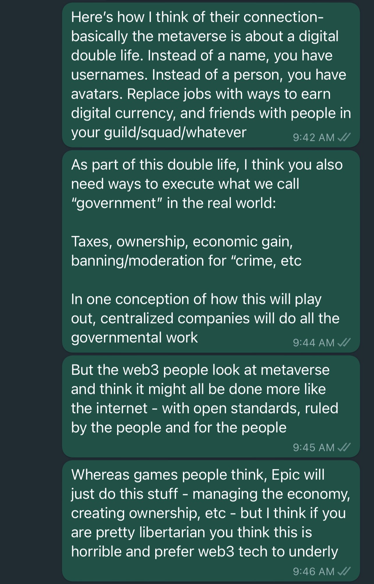 Twitter 上的 andrewchen："Question: What's the connection between metaverse  and web3? Some rough thoughts. Does this match how y'all are thinking about  it? Or do you have other interpretations? Would love to hear