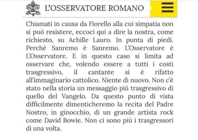 Dio's tweet photo. Quando bisogna rispondere alle provocazioni non serve gridare, scandalizzarsi, fare la voce grossa: questo lo facevano i farisei.
Nella mia azienda si rilancia a bassa voce, senza scomporsi, con una provocazione migliore.
#Sanremo2022 https://t.co/1iyBJujkzF