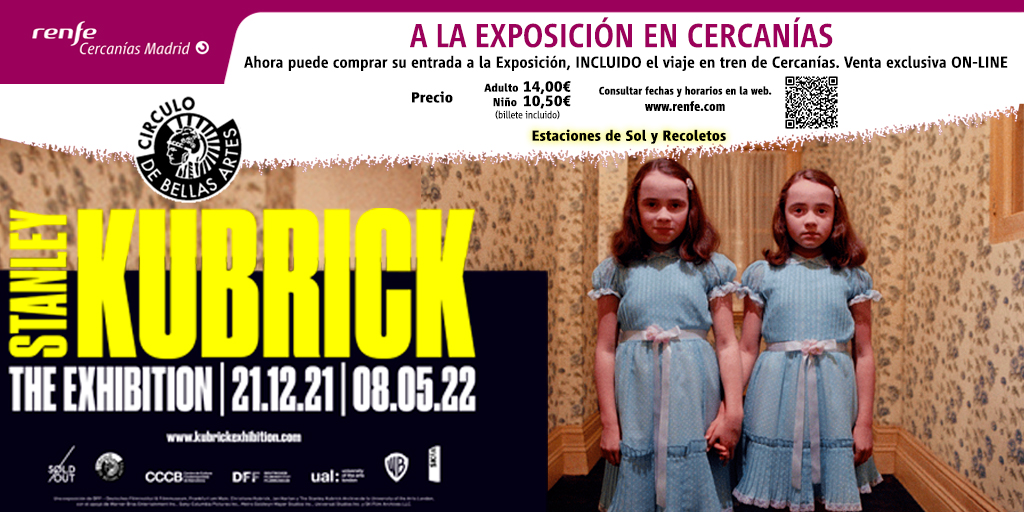 CercaniasMadrid's tweet photo. ¿Eres un amante de Stanley Kubrick? 
📌 Plan que no te puedes perder: 'Stanley Kubrick, The Exhibition', exposición en el Círculo de Bellas Artes de Madrid.

Te lo ponemos fácil: billete combinado tren+entrada.
➡️Viaje I/V hasta la 🚉 de Sol o Recoletos.
➡️Entrada al @cbamadrid. https://t.co/iSidm8Y4h2