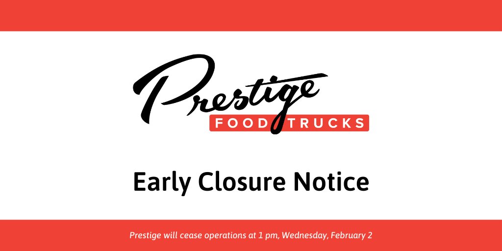 Due to the worsening weather situation, Prestige will be closing early at 1 pm today. Schedule for tomorrow to be announced.