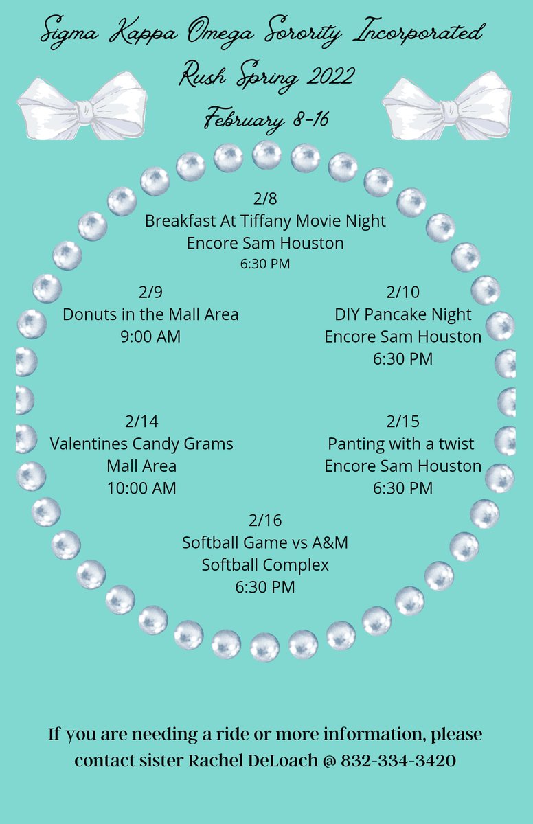 Rush is finally here, and this is your chance to become a part of the sweetest sorority on campus!! Please DM us with any questions or concerns you may have🤍
#SHSU #shsu2025 #shsu2024 #shsu2026 #shsu2023