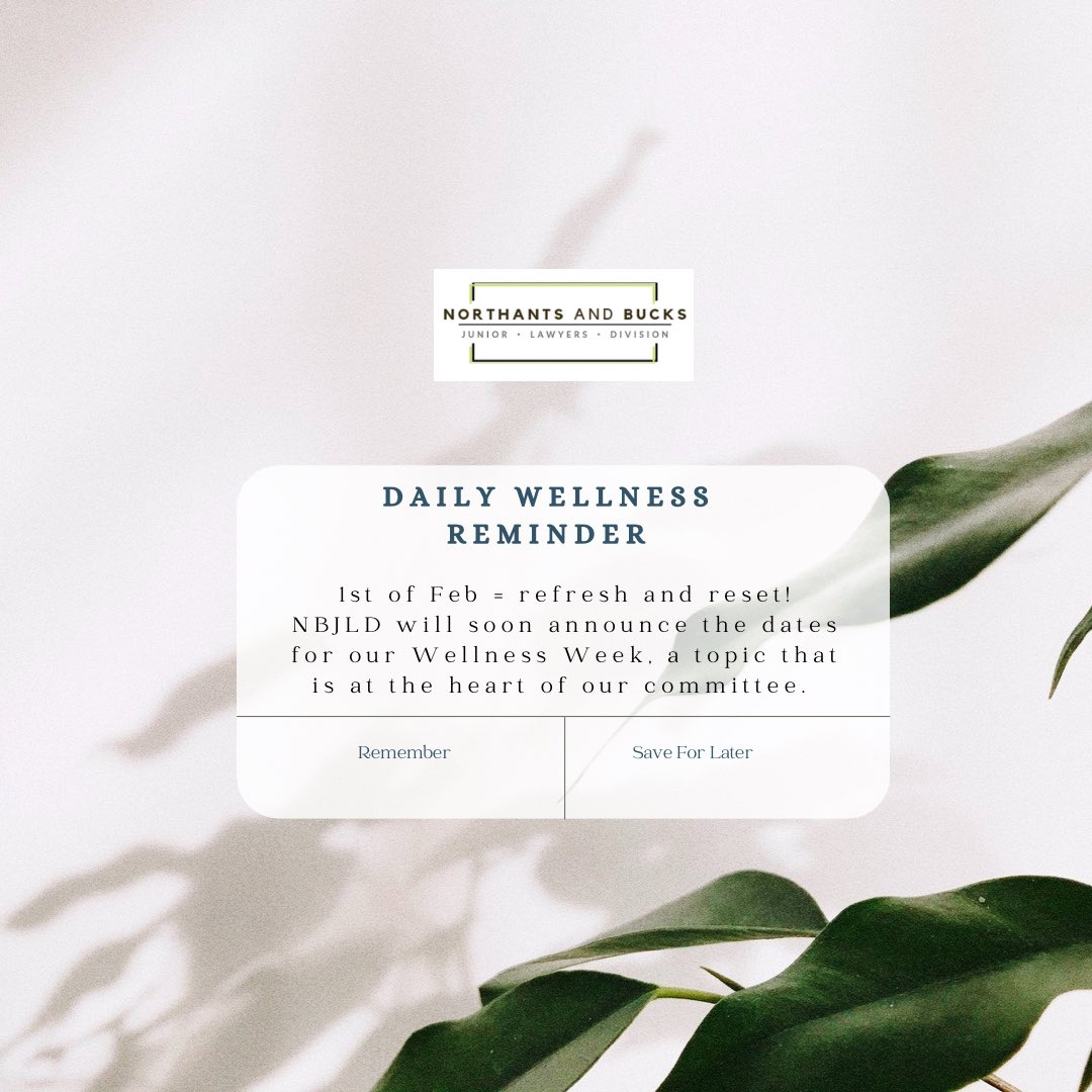 **WELLNESS WEEK ANNOUNCEMENT 📢 **

NBJLD will soon be announcing the dates for our Wellness Week. Keep any eye out for more information on our social media platforms coming soon!

#nbjld #aspiringlawyers #juniorlawyers #wellness #wellbeing