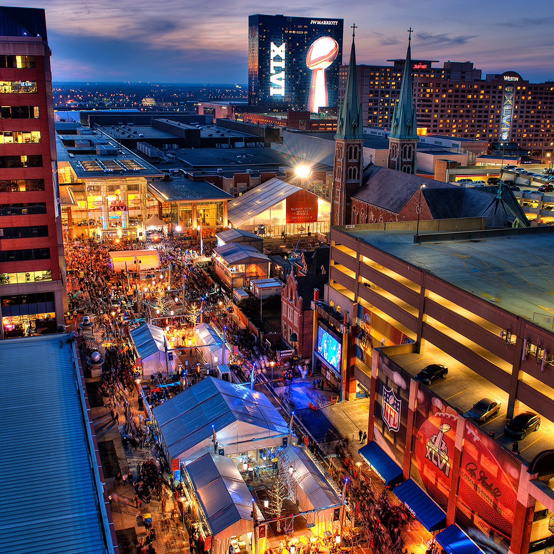 This year marks 10 years since Super Bowl XLVI. Did you know the Super Bowl Village on Georgia Street was the first of its kind? The city turned what had been a five-lane street into a Village atmosphere with 1,105,000 people passing through during its 10-day span!

#IndySB10Year