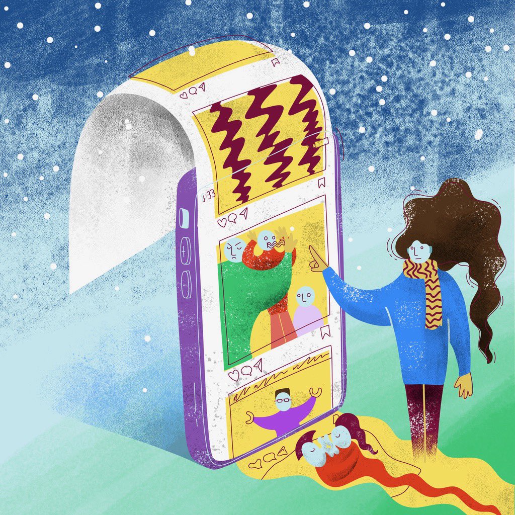 DesignByRebJ's tweet photo. Throwback piece! “The Endless Scroll”
#illustration #design #toronto #graphicdesign #graphicart #graphicillustration #torontoartist #torontoart  #designer #artist #custom #adobe #fresco #linework #colors #grafittiart #grafittiartist #socialmedia #scrolling https://t.co/WeqtSrXWFu