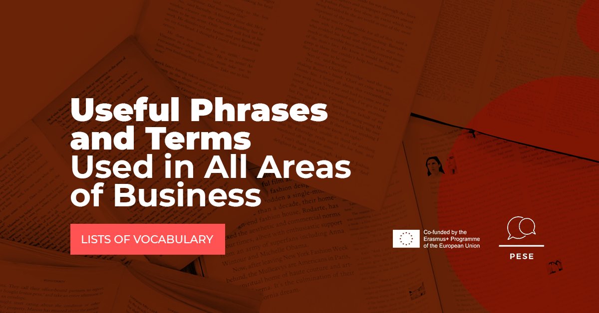 PESE_Project's tweet photo. Get in touch with some lists of vocabulary, useful phrases, and terms used in the business field. https://t.co/w6lWQBGpTs

#pese #englishskills #employability #cooperation #english #project https://t.co/WiM9EpKPJf