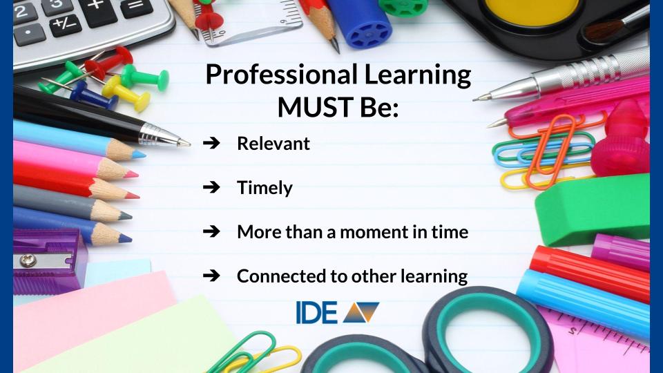 IDECorp's tweet image. Let's take professional learning to the next level TOGETHER! 
#IDECorp
