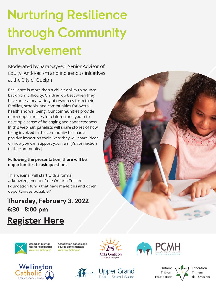Parents and caregivers are invited to a free webinar on Nurturing Resilience through Community Involvement tomorrow. You can learn more about this seminar here: ow.ly/3iF450HIw9O