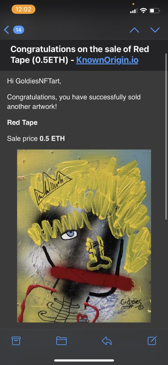 GoldiesNFTart's tweet photo. LFG!!! @KnownOrigin_io @chooselove it feels great to have the proceeds of this sale go to helping refugees 💯✊🏽 https://t.co/jhQsai17zX