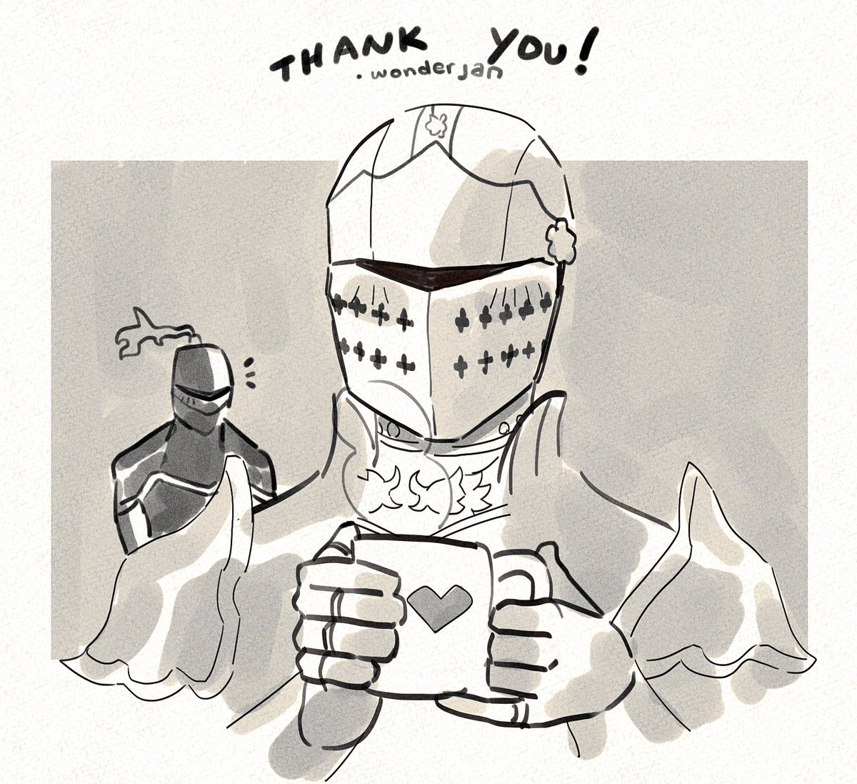 A small ☕️ knight doodle! I'll try to doodle these whenever I get a tip on ko-fi! ♥️ 