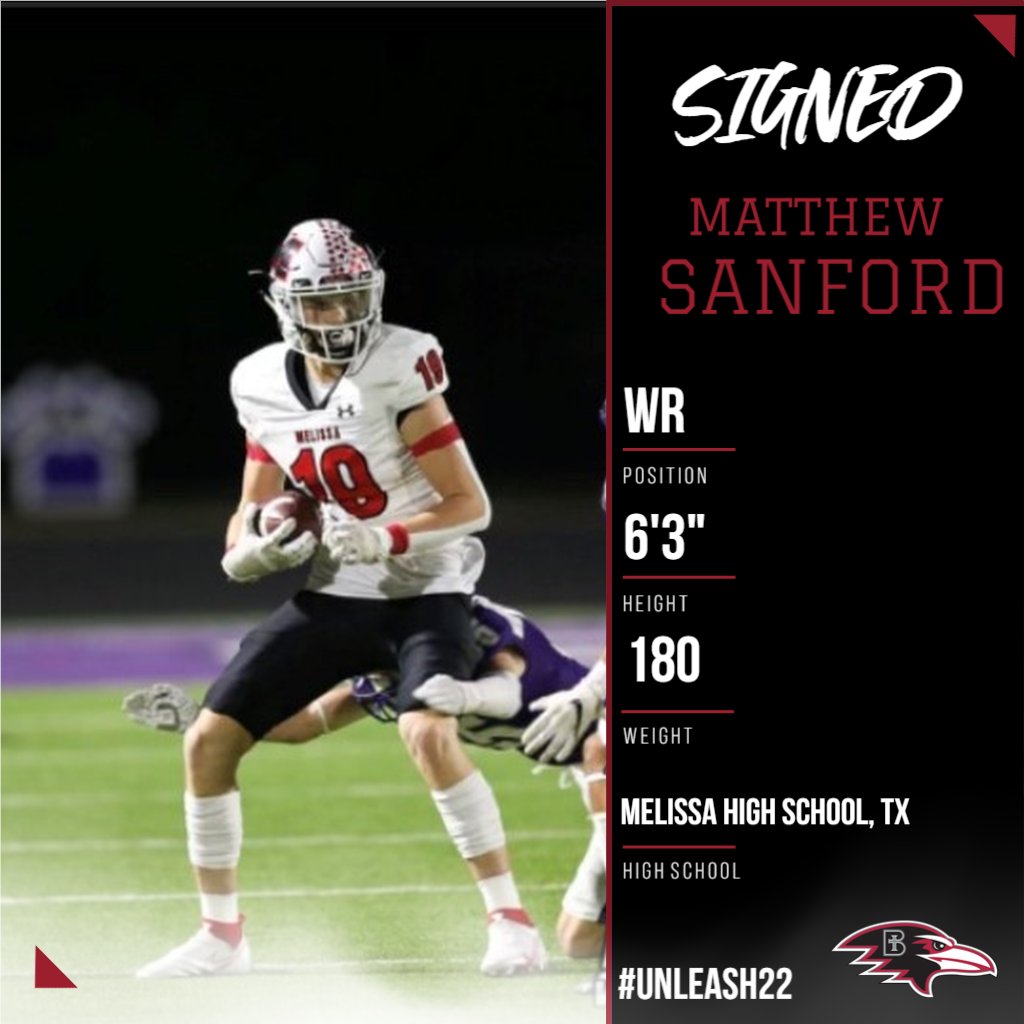 Benedictine Football (@ravenfootballbc) on Twitter photo Long and athletic WR from Melissa HS joins the Raven WR room!
Welcome to the Raven Family, Matthew Sanford! (<a href="/_matthewsanford/">Matthew Sanford</a>)
#Unleash22 #UnleashGreatness Long and athletic WR from Melissa HS joins the Raven WR room!
Welcome to the Raven Family, Matthew Sanford! (<a href="/_matthewsanford/">Matthew Sanford</a>)
#Unleash22 #UnleashGreatness