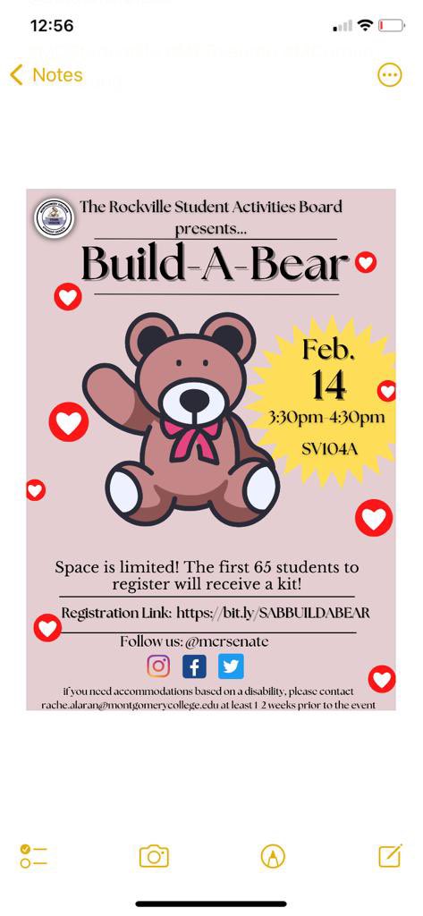 mcsgarv's tweet photo. 🚨NEW EVENT 

Join the Rockville Student Activities Board as we Build-A-Bear for Valentine’s Day. Space is limited!! The first 65 students that register will receive a kit to participate!! 

⏰ Monday, February 14th @ 3:30pm-4:30pm

🔖 Register at https://t.co/N7GKkmfopH
🔎SV104A https://t.co/b56ciPjl3Y