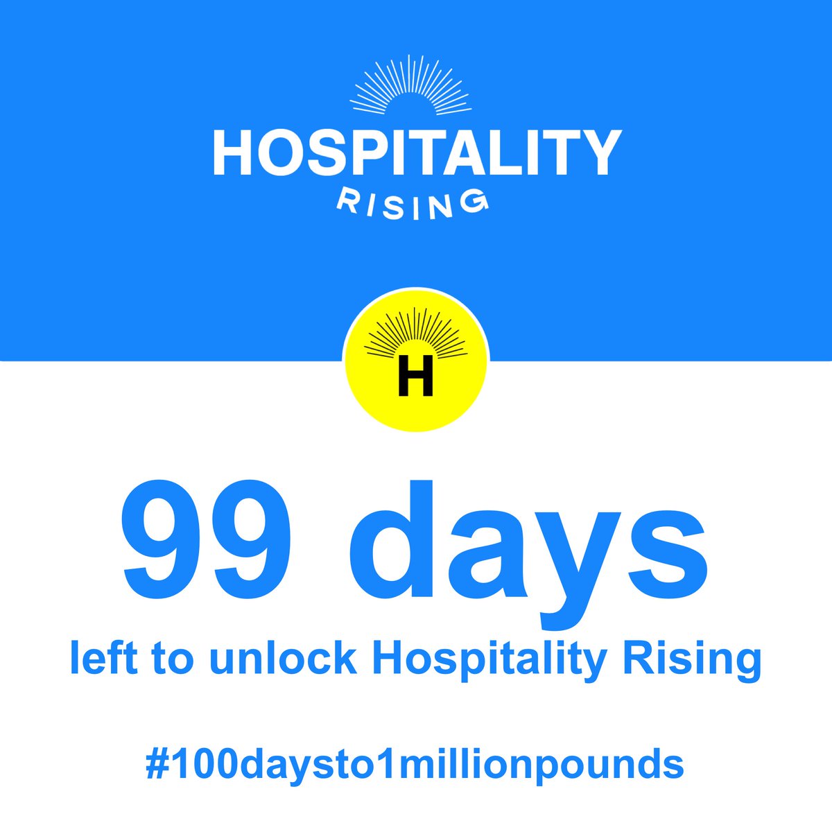 99 days to raise at least £1m to unlock the BIGGEST Hospitality Recruitment Ad Campaign that the UK has ever seen. Have you invested yet? Please share to help us STOP the hospitality recruitment crisis forever! hospitalityrising.org