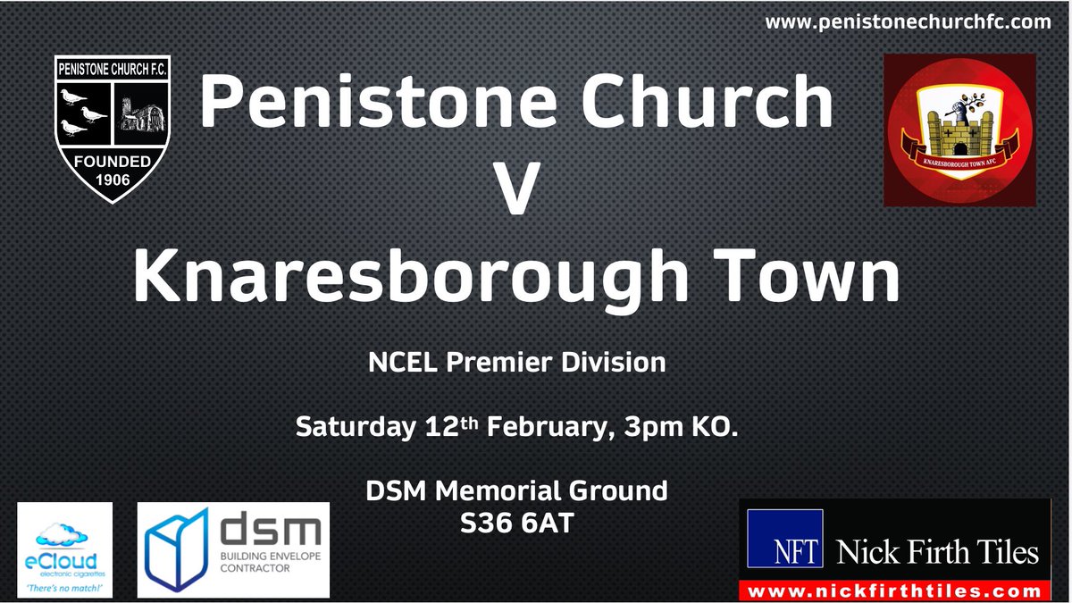 ◾️ COMPETITION TIME ◾️

To win 4 x adult tickets for our game on the 12th February against <a href="/KnaresboroughFC/">Knaresborough Town AFC</a> simply Retweet this &amp; follow <a href="/pcfc1906/">Penistone Church FC</a> 

We’ll announce the winner on the 10th &amp; remember folks, kids go 🆓, so there is no better way to spend your Saturday afternoon.