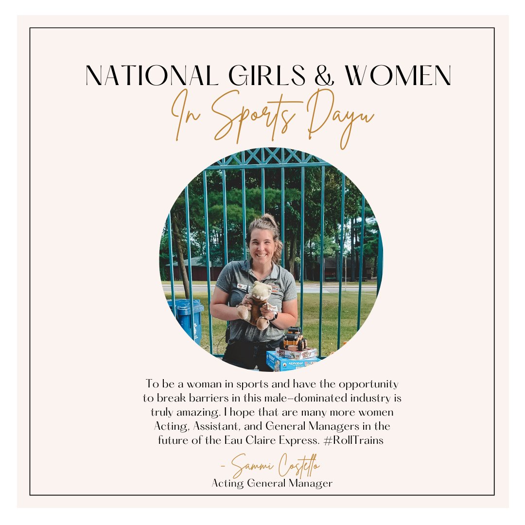 ecexpress's tweet photo. On this National Girls &amp; Women in Sports Day, we're proud to have one of the few female General Managers in the Northwoods League.

#RollTrains x #NationalWomenInSportsDay https://t.co/EK3vkZ8xDu