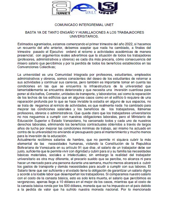 AEAUNET's tweet photo. #Nohaycondiciones
#NohaySalariosDignos
#NohayInstalacionesDignas
#BastaDeMentiras
@UNEToficial
@Abejaarr https://t.co/wxhZ2wqh2L