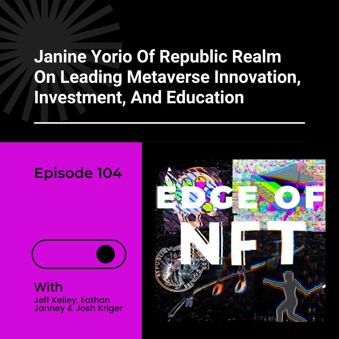 TheEdgeofShow's tweet photo. EP104 The #Metaverse has opened up a new world of #business &amp; #career opportunities. @janineyorio of @joinrepublic_re talks about leading Metaverse Innovation, Investment, &amp; Education.

Plus: @PallerJohn on @EthereumDenver &amp; #BufficornNFTs

Listen here: https://t.co/FbROmxMQVi https://t.co/0z4T39kXsm