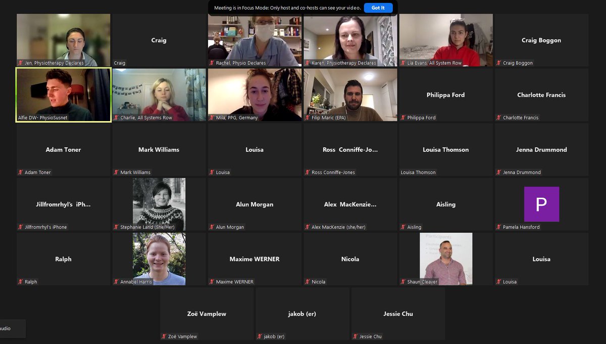 physio_declares's tweet photo. Lots of people here for our first virtual event
#PhysiotherapyDeclares
Rapid 5 mins, great to hear from @filipmaricpt at @EnviroPhysio, now @PhysioSusnet part of @SusHealthcare! Next @healthforfuture then us and All Systems Row #Sustainability #physiotherapy https://t.co/HbmN0lH5Nu