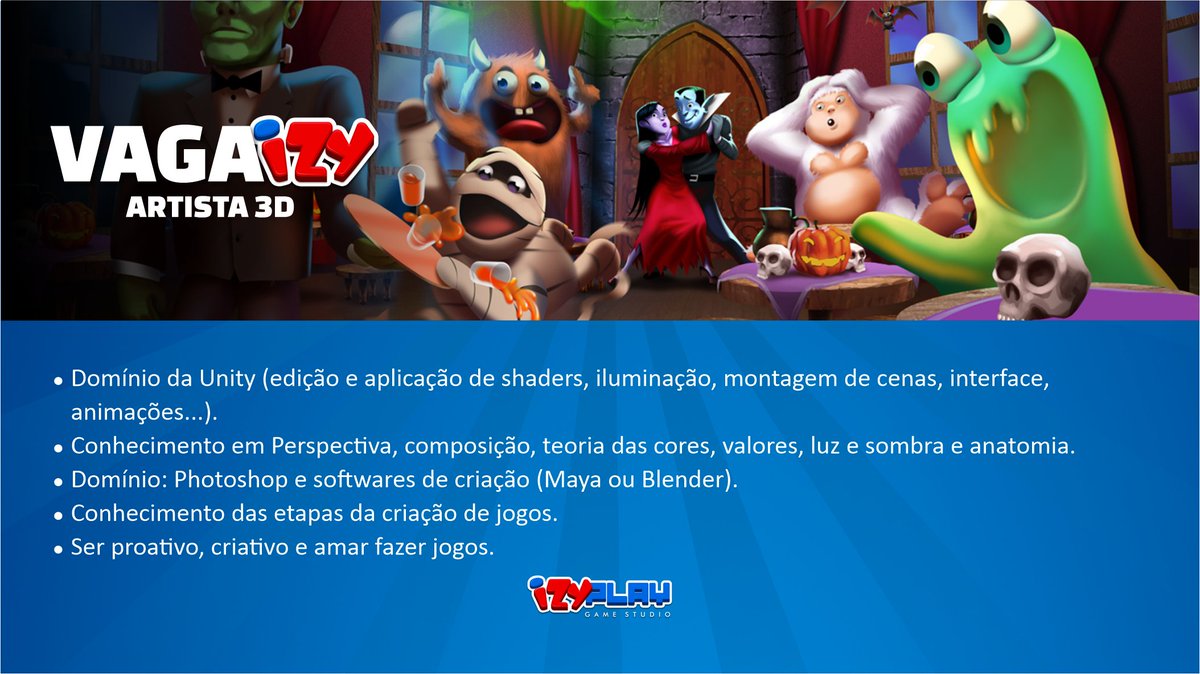 izyplay's tweet photo. AloW, artistas 3D! Estamos com vagas abertas! Inscrições através do link: https://t.co/mI0LsptHzn https://t.co/vX56LLcXss